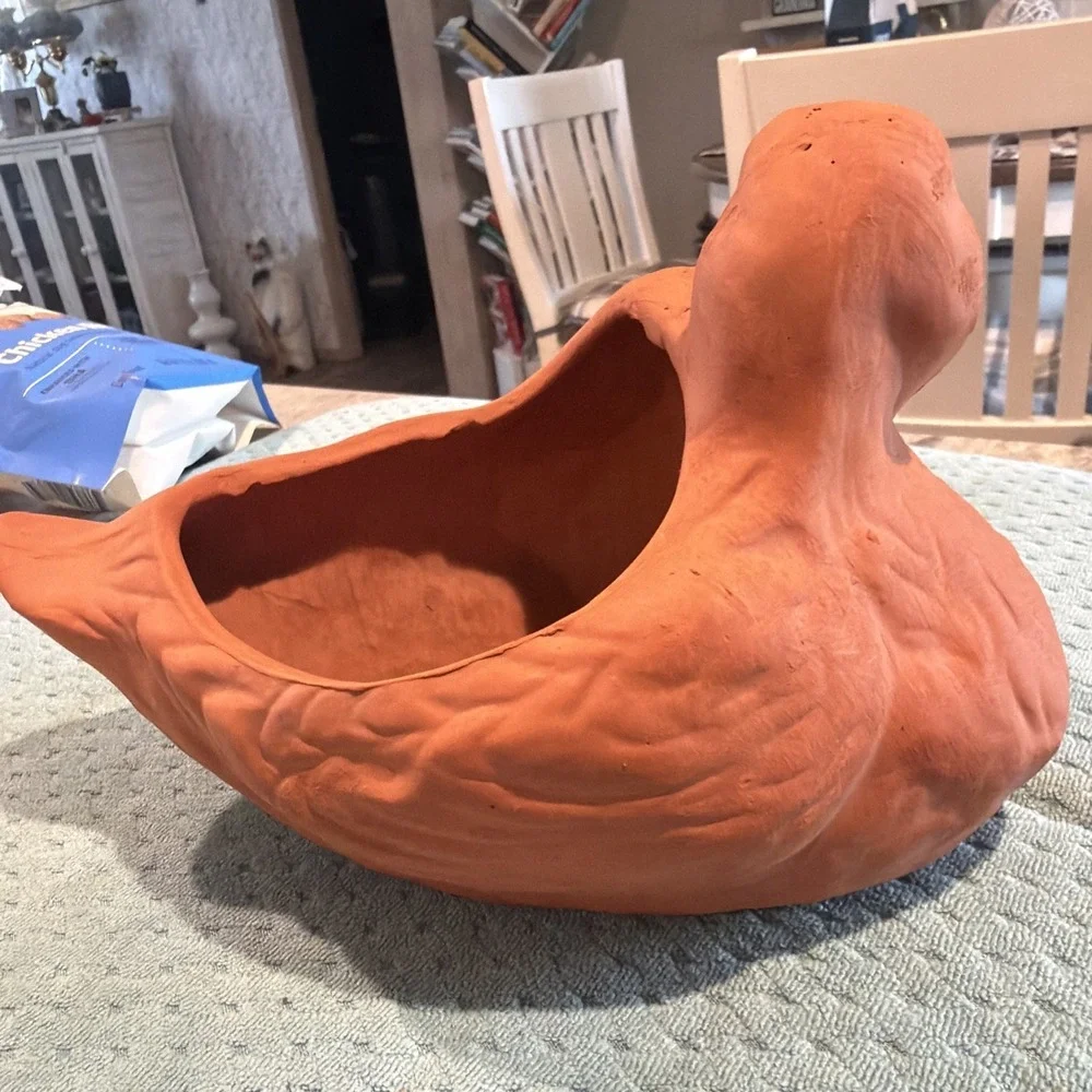 Vtg Terracotta Duck Mallard Planter 9